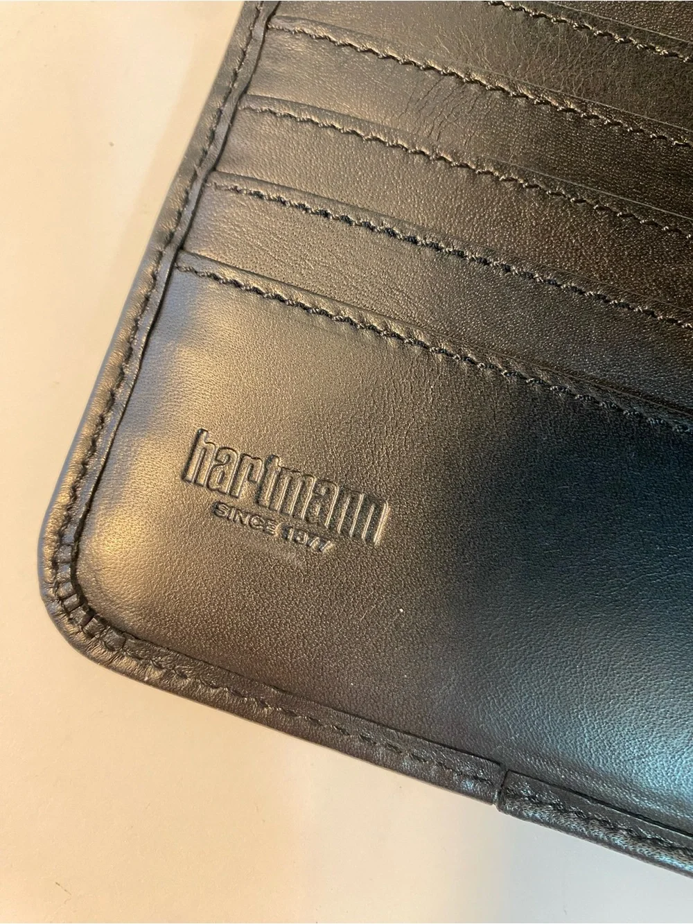 HARTMANN Black Leather Padfolio Tablet Pad Holder